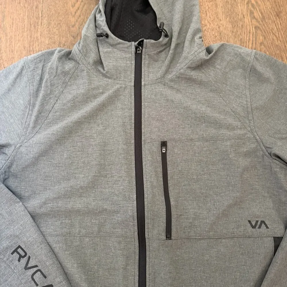 RVCA Men’s Yogger Zip-Up Hooded Jacket II Gray Sz M